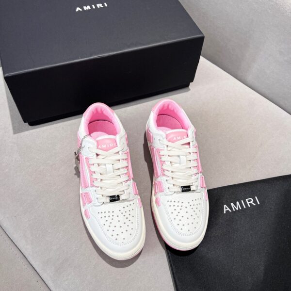 Amiri Women's White & Pink Skel Low Top Bone Leather Sneakers