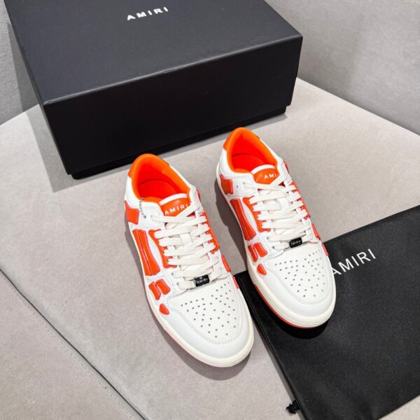 Amiri White & Orange Skel Low Top Bone Sneakers