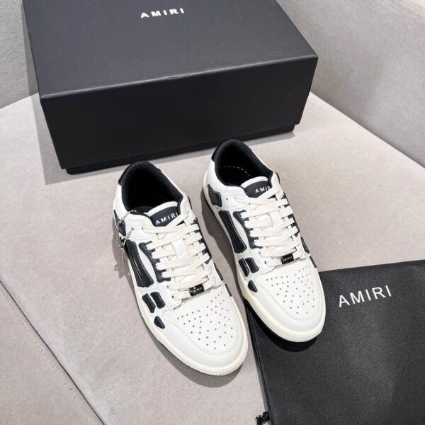 Amiri White & Black Skel Low Top Bone Leather Sneakers
