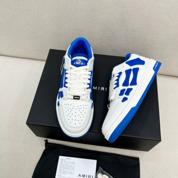 Amiri White & Blue Skel Low Top Bone Leather Sneaker
