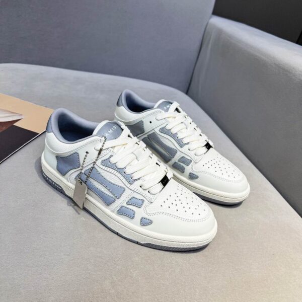 Amiri White & Grey Skel Low Top Sneakers
