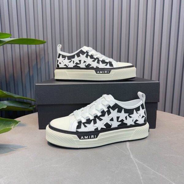 Amiri Women's Black & White Stars Court Low Top Sneakers
