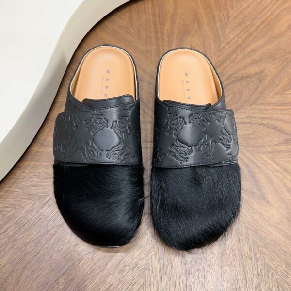 Amiri MA Monogram Embossed Pony Hair Mule In Different Colors