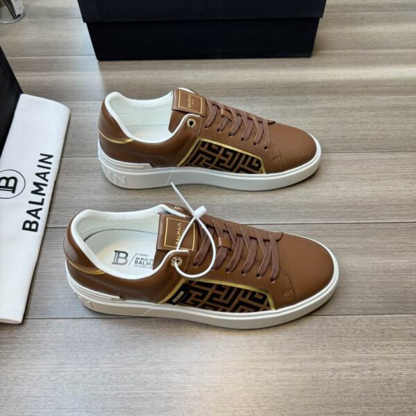 Balmain B Court Sneakers With Signature Monogram Patterned Panel