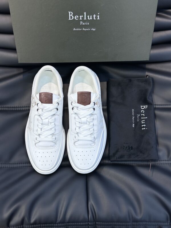 Berluti Playoff Scritto Embroidered Smooth Leather Sneakers In Different Colors