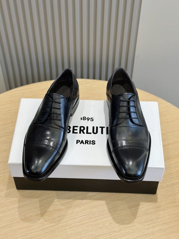 Berluti Galet Croc Effect Leather Derby Dress Shoes In 2 Colors