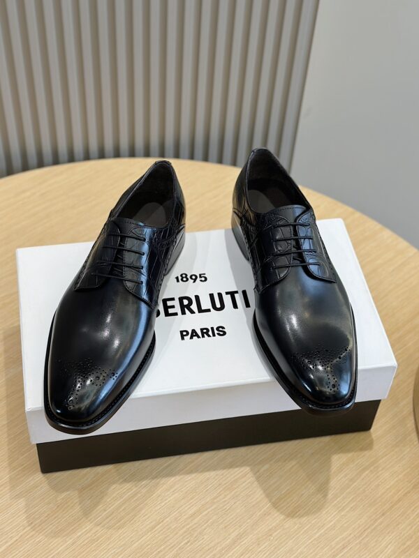 Berluti Galet Croc Effect Leather Derby Shoes In 2 Colors
