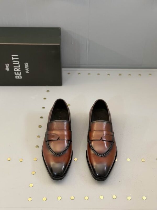 Berluti Caractere Leather Split Toe Penny Loafers In 2 Colors