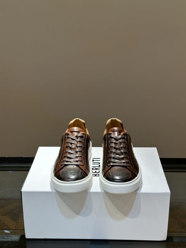 Berluti Playtime Scritto Burnished Leather Low Top Sneakers In 2 Colors
