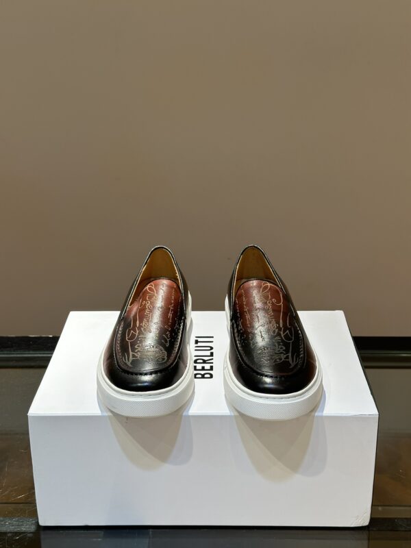 Berluti Lorenzo Scritto Leather Slip On Sneakers In Different Colors