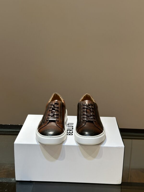 Berluti Brown Playtime Scritto Burnished Leather Low Top Sneakers