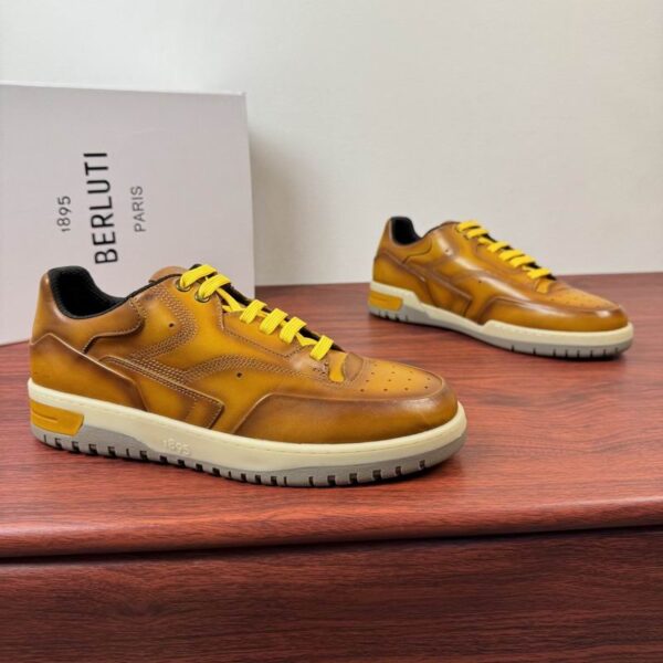 Berluti Chestnut Brown Hand Patinated Lace Up Retro Sneaker