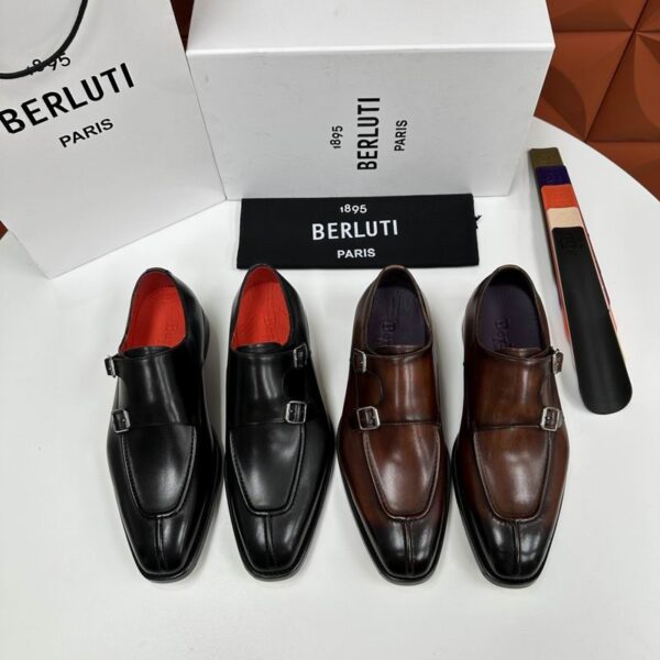 Berluti Caractere Venezia Leather Double Monk Strap Shoes In 2 Colors