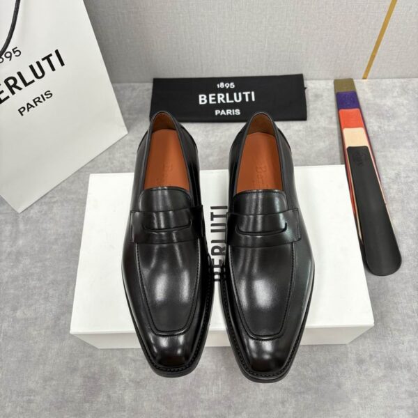 Berluti Black Lorenzo Rimini Venezia Leather Penny Loafers