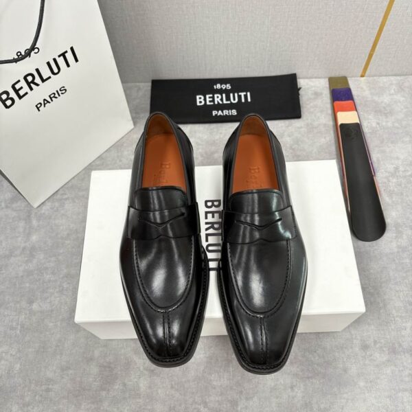 Berluti Black Lorenzo Rimini Venezia Leather Split Toe Penny Loafers