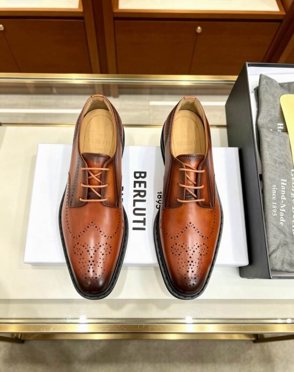 Berluti Brown Galet Venezia Leather Wingtip Brogue Derbies Dress Shoes