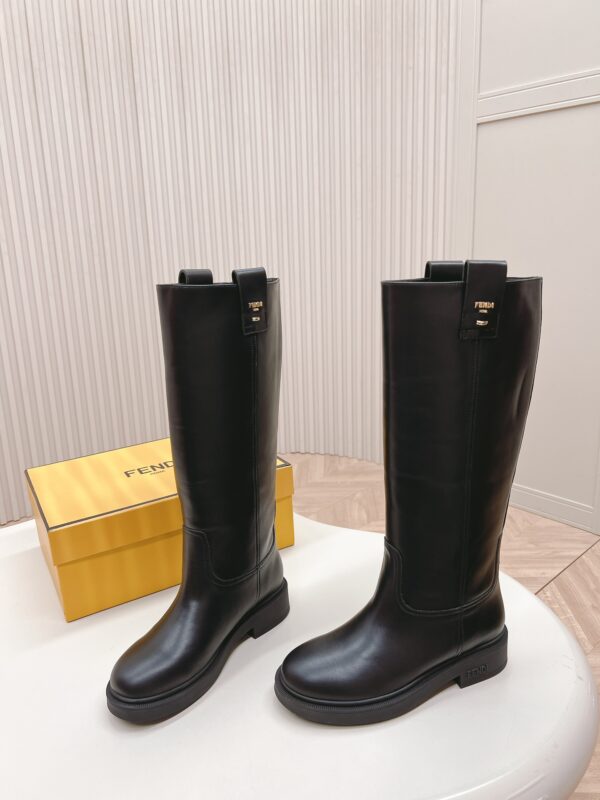 Fendi Filo Knee High Leather Boots In 2 Colors