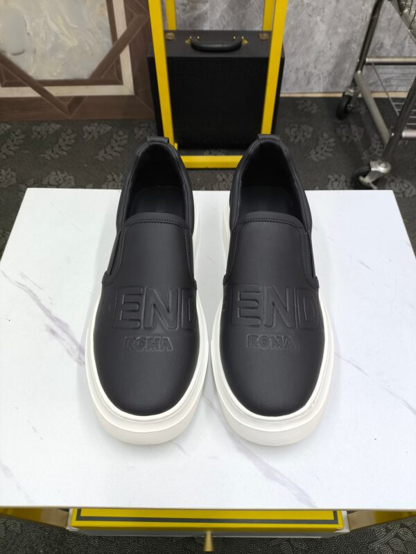 Fendi Roma Embossed Leather Slip On Casual Shoes In 2 Colors