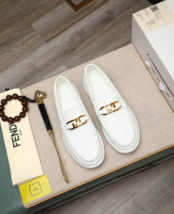 Fendi O’Lock Leather Drivers Casual Shoes In 2 Colors