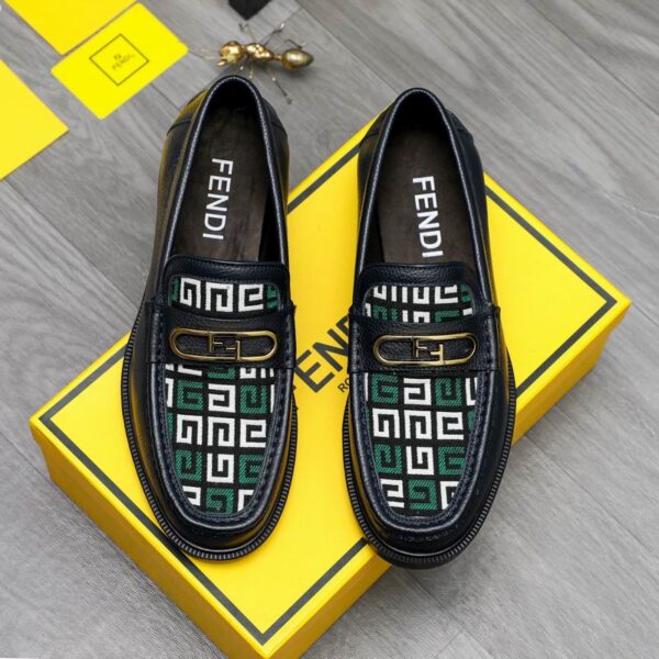 Fendi O’Lock FF Interlace Grained Leather Loafers