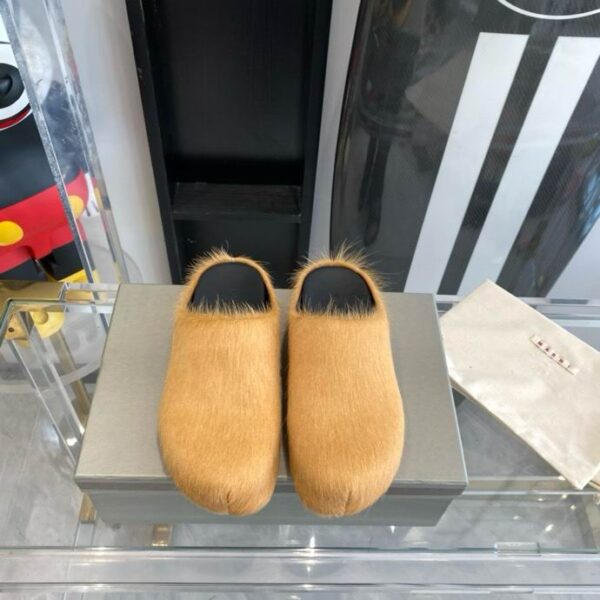 Marni Brown Long Hair Mules