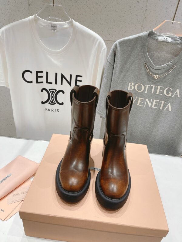 Miu Miu Fume Leather Boots In 2 Colors