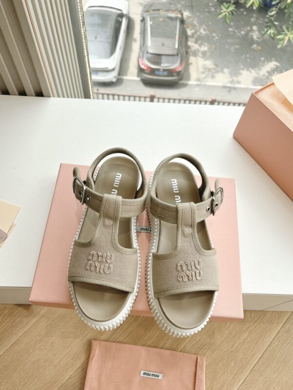 Miu Miu Denim Flatform Sandals