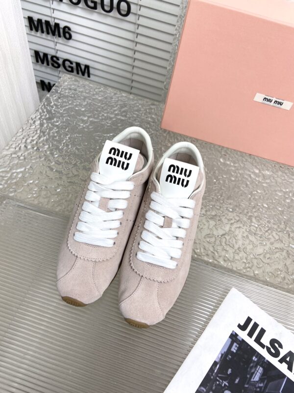Miu Miu Plume Suede Low Top Sneakers