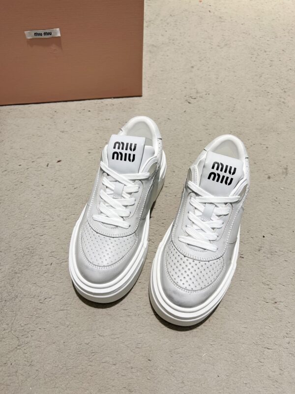 Miu Miu Grey Leather & Suede Sneakers