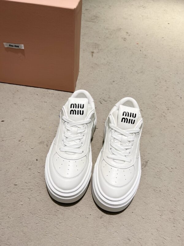 Miu Miu White Leather & Suede Sneakers