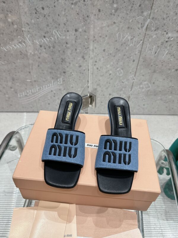 Miu Miu Denim & Leather Heels In 2 Colors