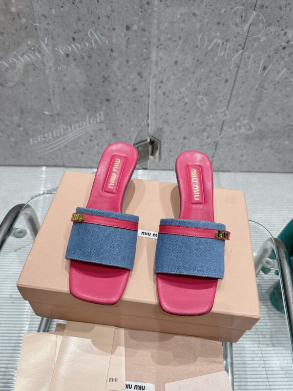 Miu Miu Denim & Leather Heels In Different Colors