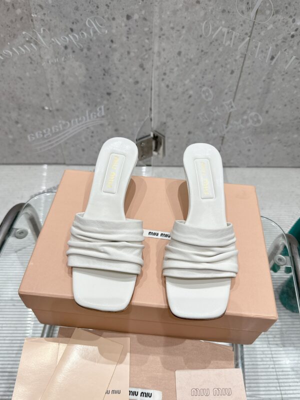 Miu Miu Ruched Leather Heels In 2 Colors