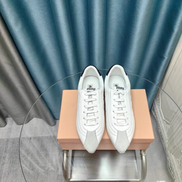 Miu Miu Leather & Suede Pointed Toe Sneakers In 2 Colors