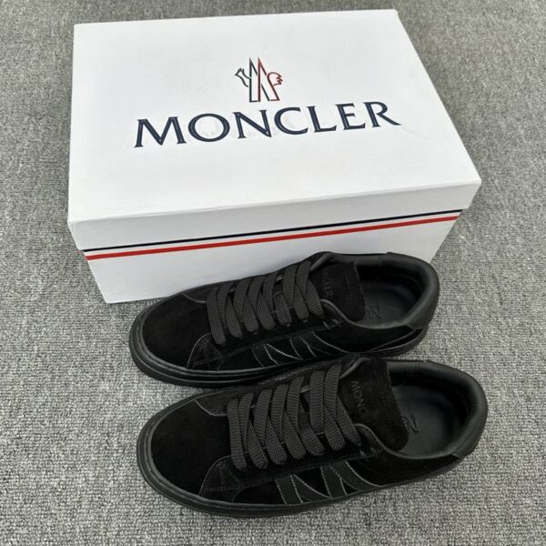 Moncler Black Monaco Leather Low Top Sneaker