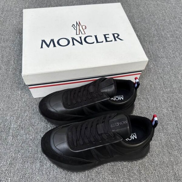 Moncler Black Leni Suede Trimmed Sneakers