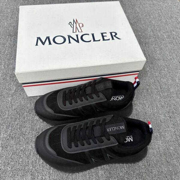 Moncler Black Leni Suede Trimmed Sneaker