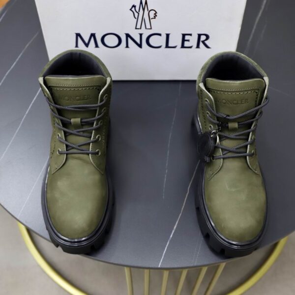 Moncler Olive Green Vera High Suede Lace Up Boots