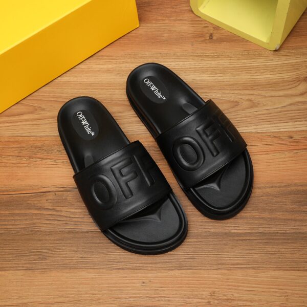 Off-White Logo Debossed Black Sliders