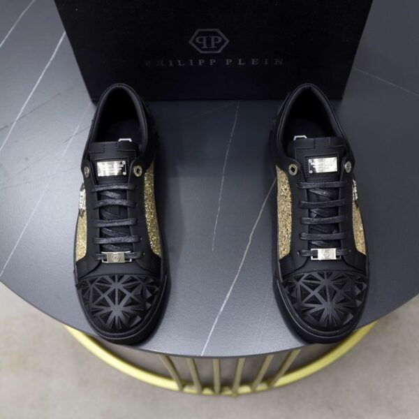 Philipp Plein Sneakers With Glitter Side Panels & Pyramid Stud Detailing In Different Colors