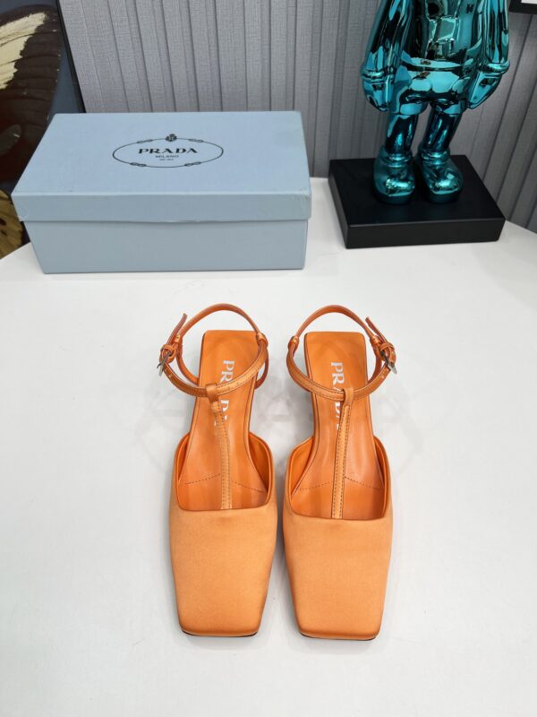 Prada Square Toe T Strap Slingback Heels In Different Colors