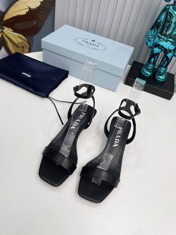 Prada Black Leather Ankle Strap Heels