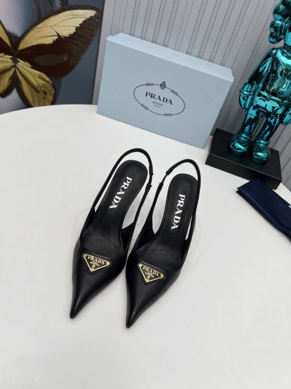 Prada Triangle Logo Slingback Heels