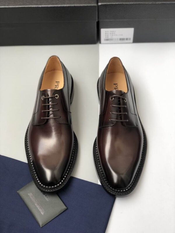 Prada Spazzolato Leather Derby Shoes In 2 Colors