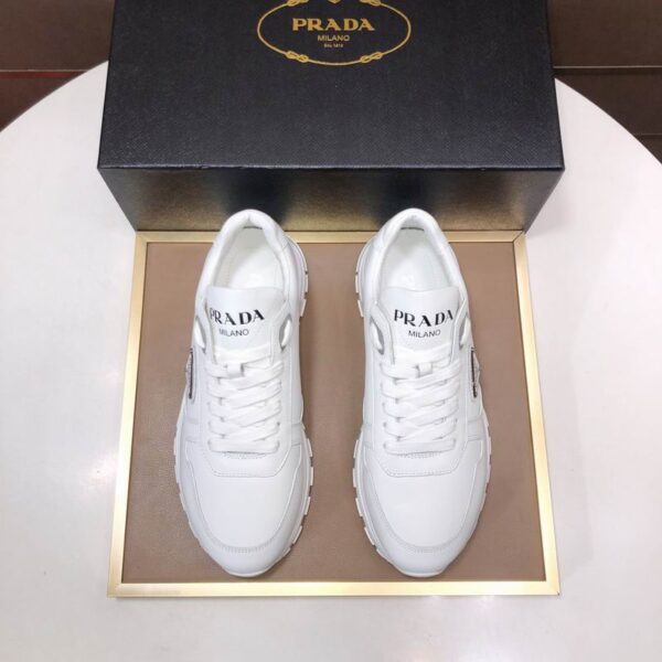 Prada White Macro Leather Sneakers
