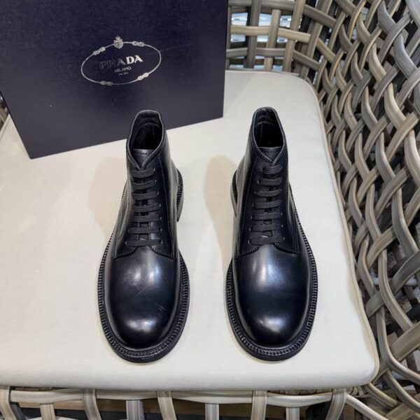 Prada Black Leather Derby Ankle Boots