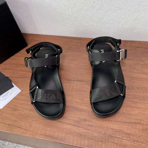 Prada Black Logo Detailed Sandals