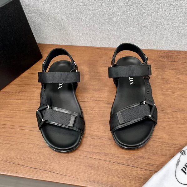 Prada Logo Patch Multi Strap Sandals