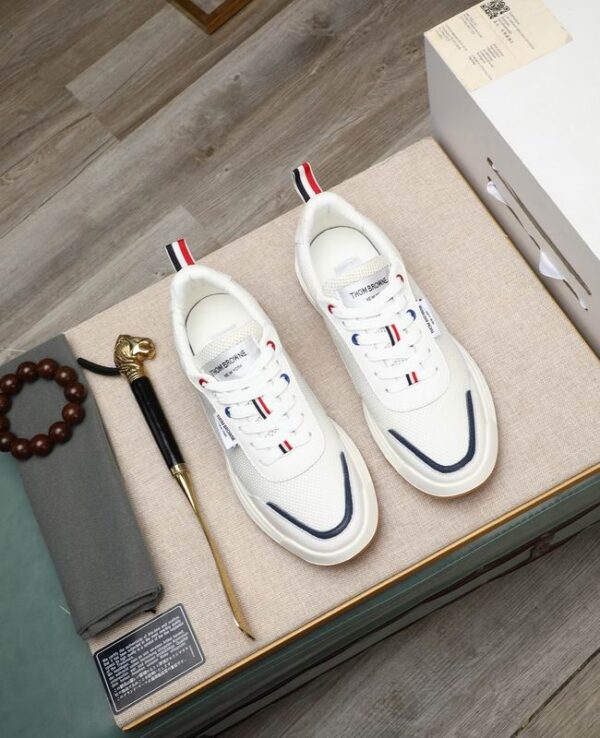 Thom Browne Luxury White Leather Trainers