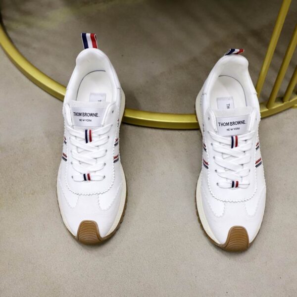 Thom Browne White Nylon & Leather Tech Runner Trainers